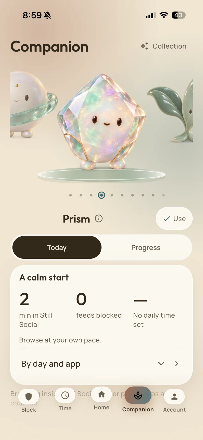 Prism in the Still Social Companion collection, with today's progress